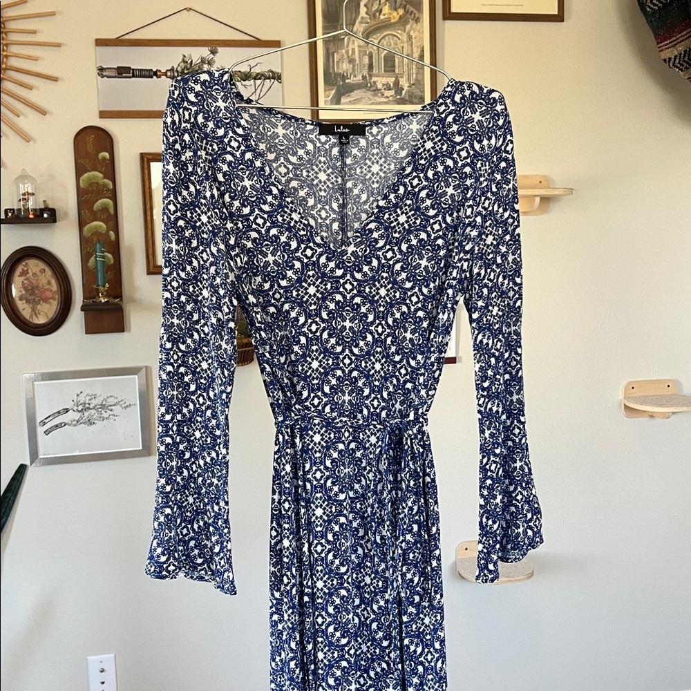 Lulu's Women's Mandala Daydream Blue Print Maxi Dress - Size L - Picture 2 of 11